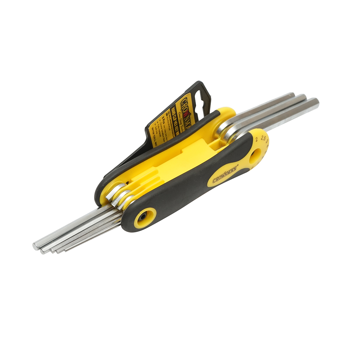 Set 8 chei imbus hexagonale pliabile cu maner tip briceag 2-8mm Cr-V Crownman - imagine 2