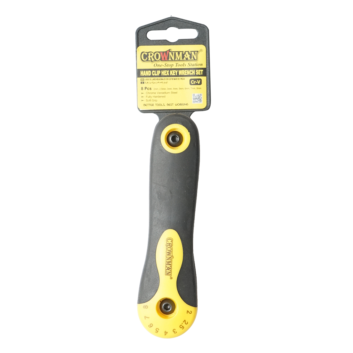 Set 8 chei imbus hexagonale pliabile cu maner tip briceag 2-8mm Cr-V Crownman - imagine 3