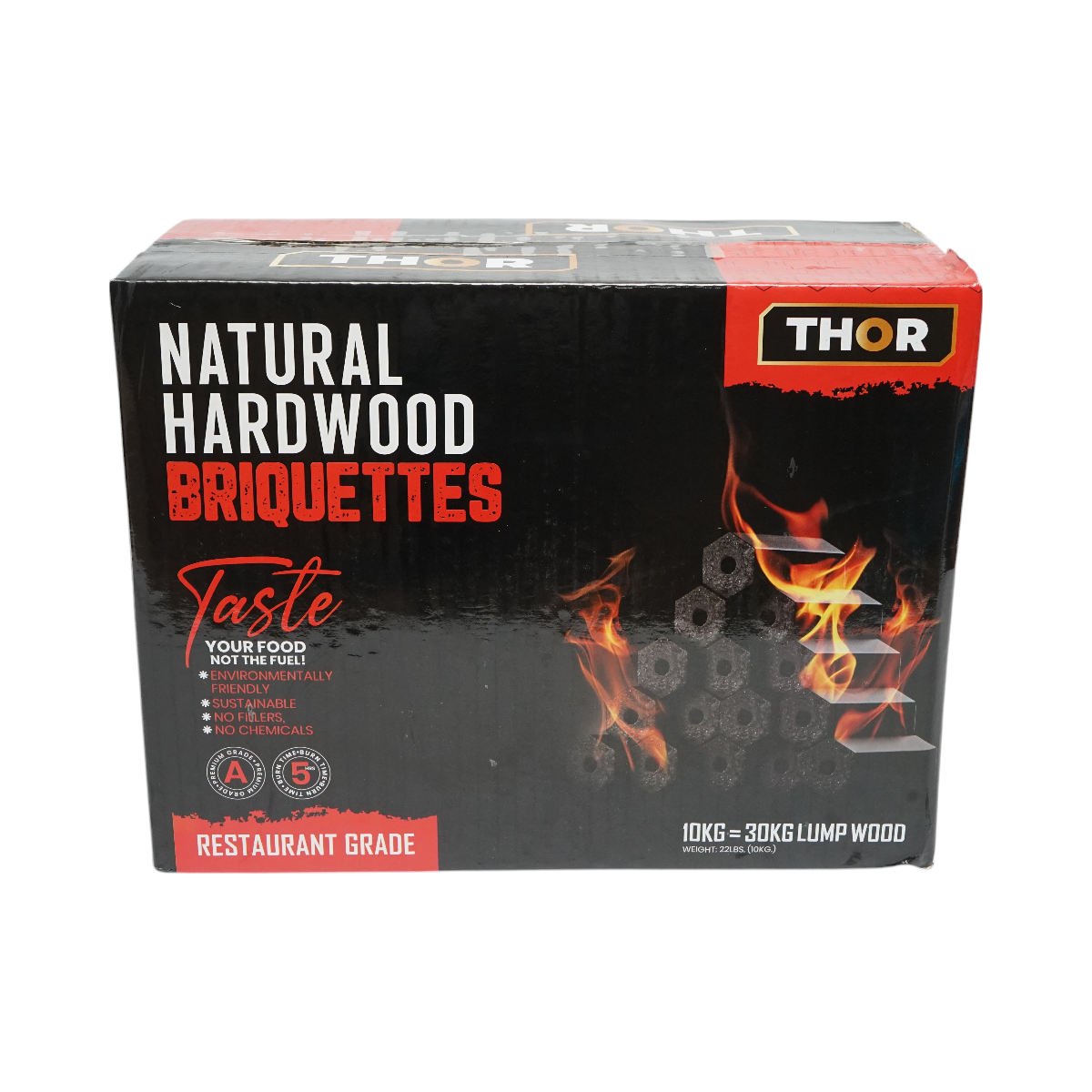 Carbune gratar brichetat hexagonal din lemn de esenta tare, ardere 5 ore 10Kg THOR - imagine 4
