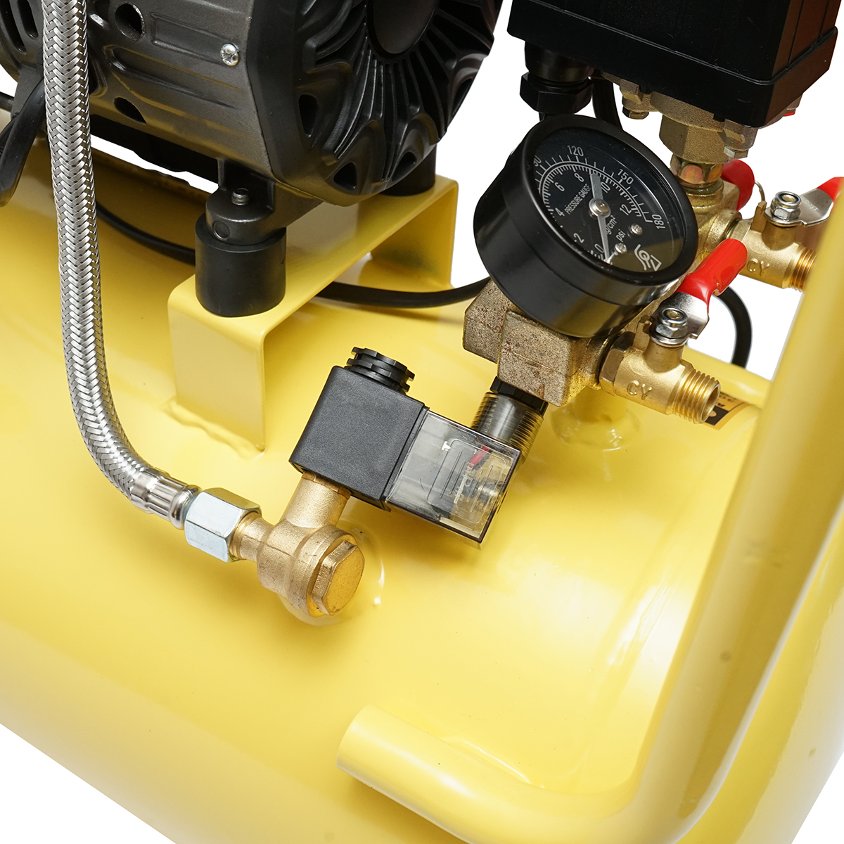 Compresor aer 30L fara ulei silentios, putere motor 1.5KW/2CP presiune maxima 8 bar, volum aer aspirat 130 L/min Crownman - imagine 8