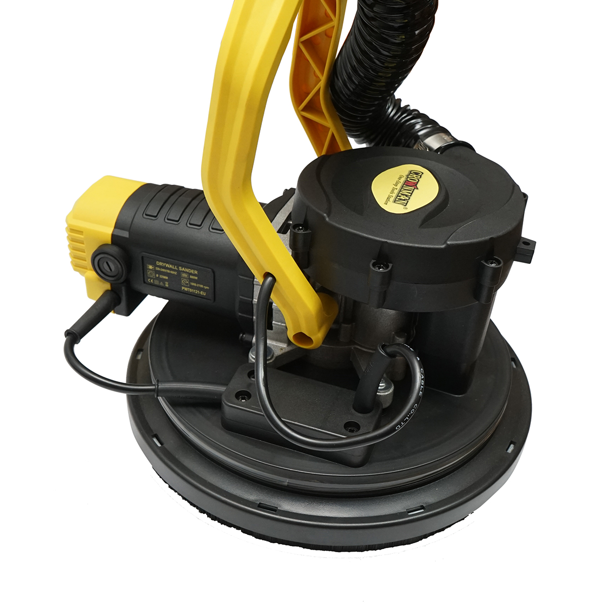 Slefuitor pereti si tavane tip girafa cu aspirator si sac 880W, 220V, 5 trepte viteza 1000-2100 r/min, brat telescopic 125-180cm, cap iluminat 72 LED-uri, 6 discuri 225mm Crownman - imagine 7