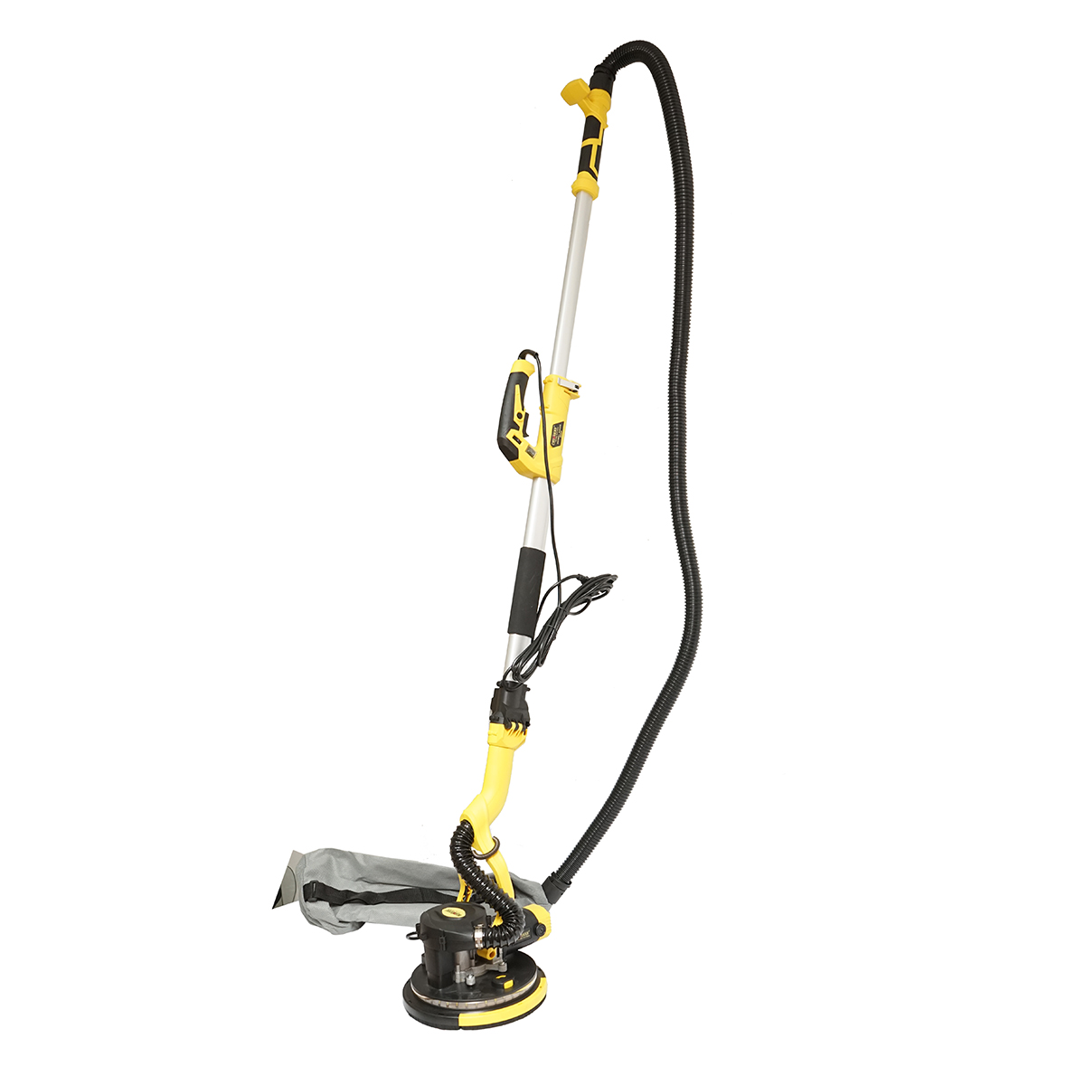 Slefuitor pereti si tavane tip girafa cu aspirator si sac 880W, 220V, 5 trepte viteza 1000-2100 r/min, brat telescopic 125-180cm, cap iluminat 72 LED-uri, 6 discuri 225mm Crownman