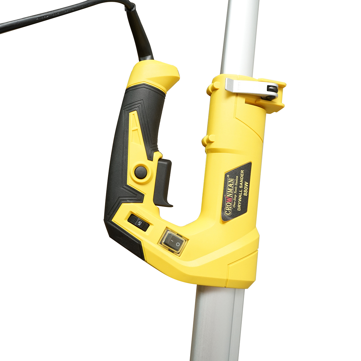 Slefuitor pereti si tavane tip girafa cu aspirator si sac 880W, 220V, 5 trepte viteza 1000-2100 r/min, brat telescopic 125-180cm, cap iluminat 72 LED-uri, 6 discuri 225mm Crownman - imagine 9