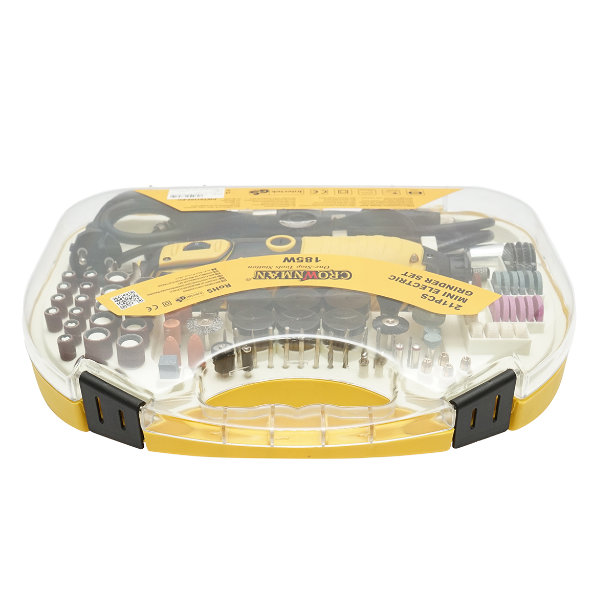 Set trusa mini freza 185W, 220V tip biax, 9 trepte viteza 8000-35000rpm 211 piese Crownman - imagine 4