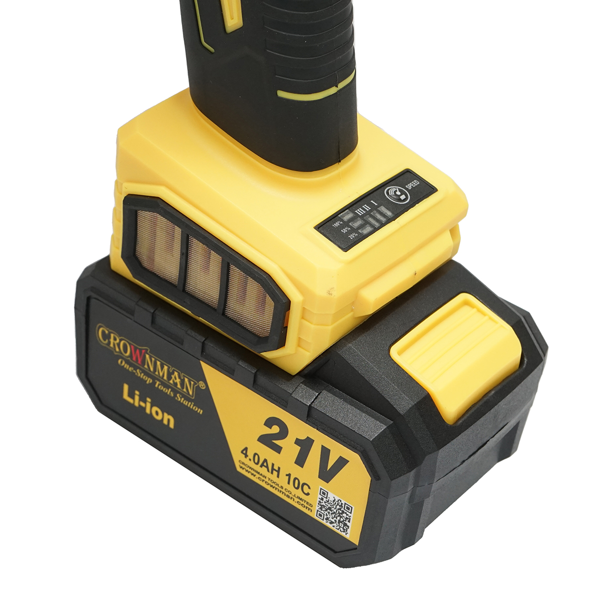 Polizor unghiular cu acumulator 21V, 4Ah Li-ion, disc 115mm, motor fara perii (brushless), 3 trepte de viteza Crownman - imagine 9