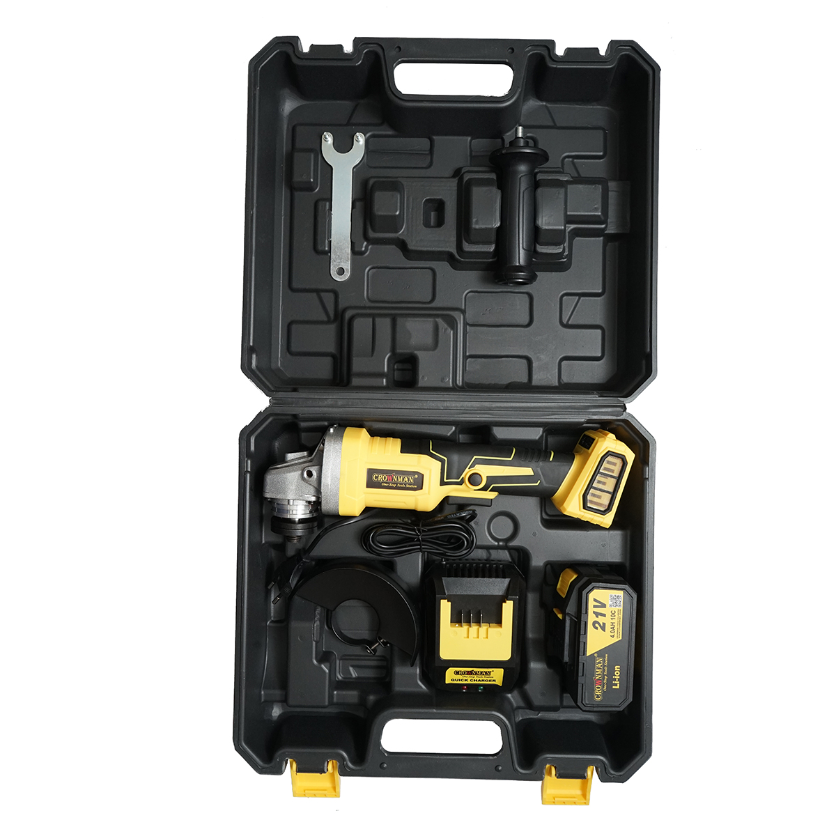 Polizor unghiular cu acumulator 21V, 4Ah Li-ion, disc 115mm, motor fara perii (brushless), 3 trepte de viteza Crownman - imagine 3