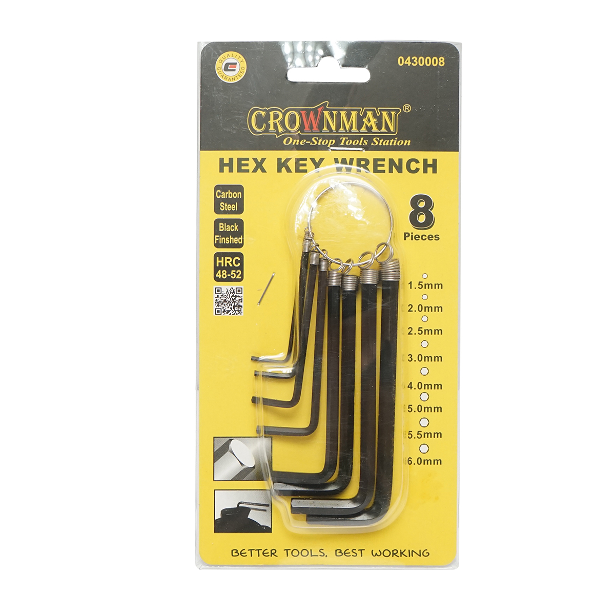 Set 8 chei imbus hexagonale 1.5-6mm, otel carbon HRC 48-52 Crownman - imagine 5