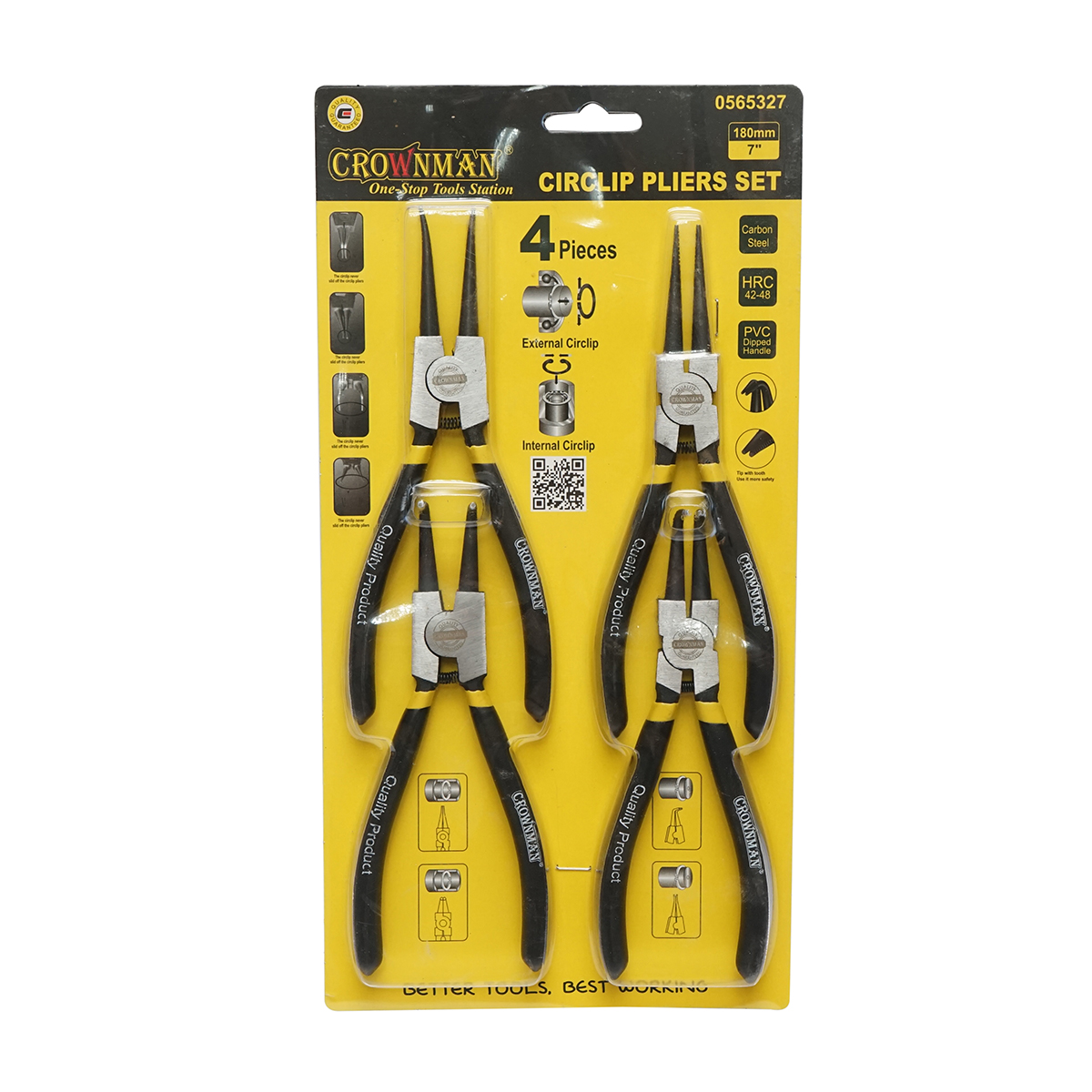 Set clesti sigurante seeger varf curbat interior/exterior, varf drept interior/exterior 180mm Crownman - imagine 4