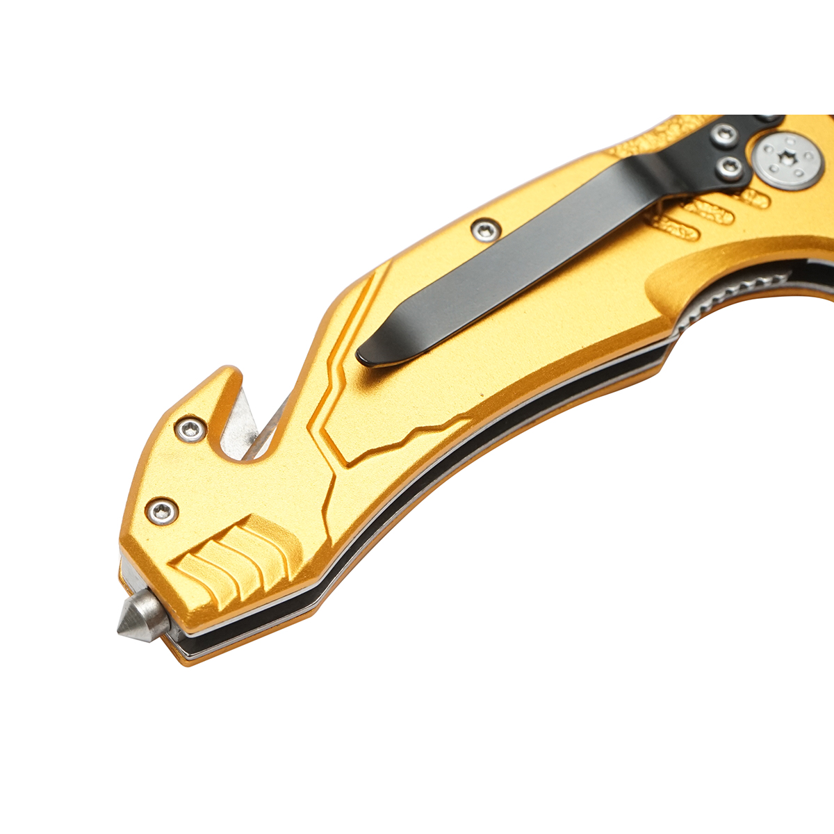 Cutit pliabil multifunctional din otel inoxidabil, maner aluminiu, clema curea 205mm Crownman - imagine 6