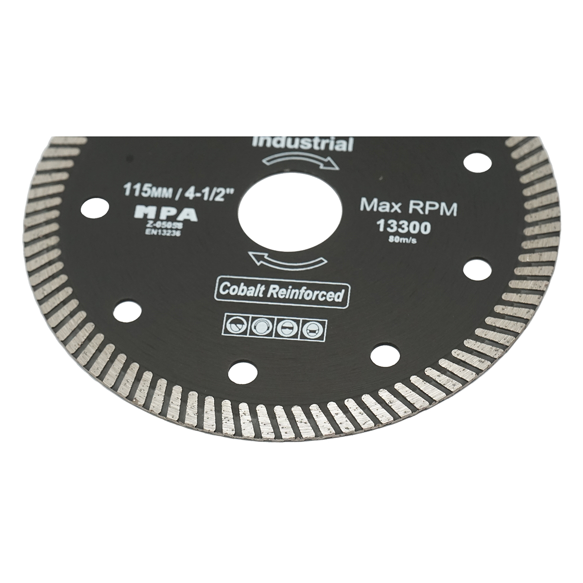 Disc diamantat turbo 115x22.23x1.35mm, viteza max. 13300rpm, taiere umeda/uscata pentru piatra, placi ceramice Crownman - imagine 3
