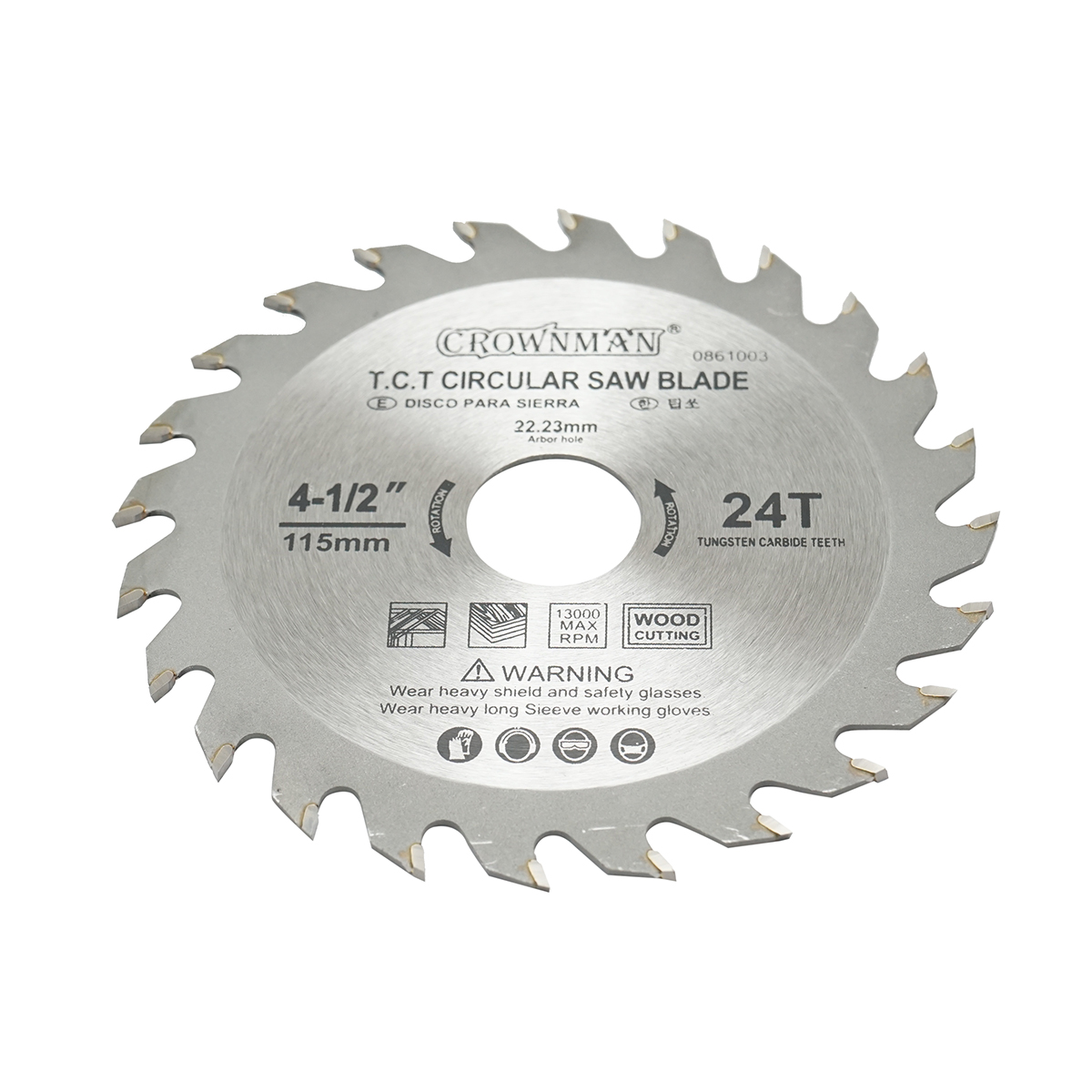 Disc circular vidia pentru lemn 115x22.23mm, 24 dinti, turatie maxima 13000rpm Crownman - imagine 3
