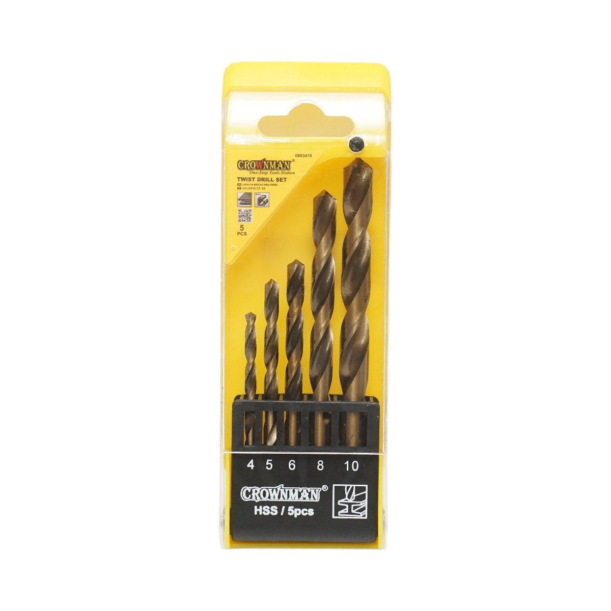 Set 5 burghie metal 4-10mm elicoidale HSS DIN 338 cu tija cilindrica Crownman