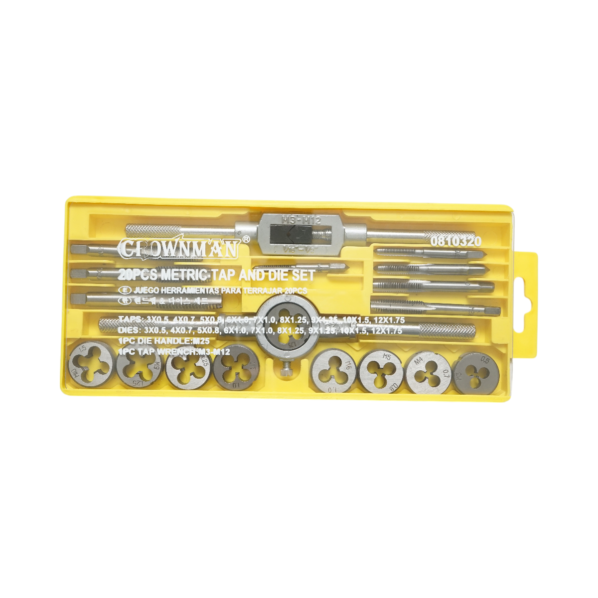 Trusa tarozi si filiere metrice M3-M12mm 20 piese Crownman - imagine 3
