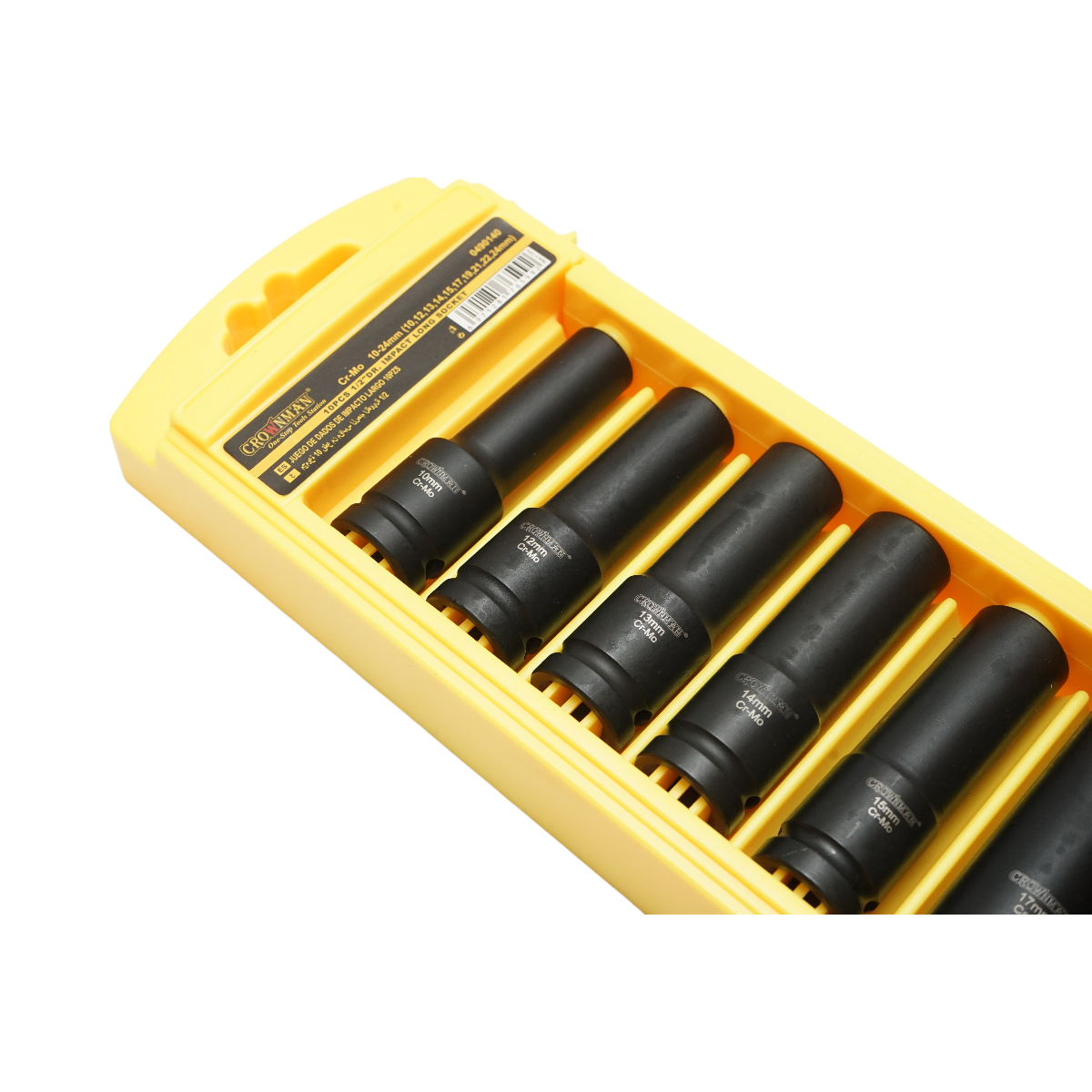 Set 10 chei tubulare de impact lungi 10-24mm, patrat 1/2 inch Cr-Mo Crownman - imagine 4