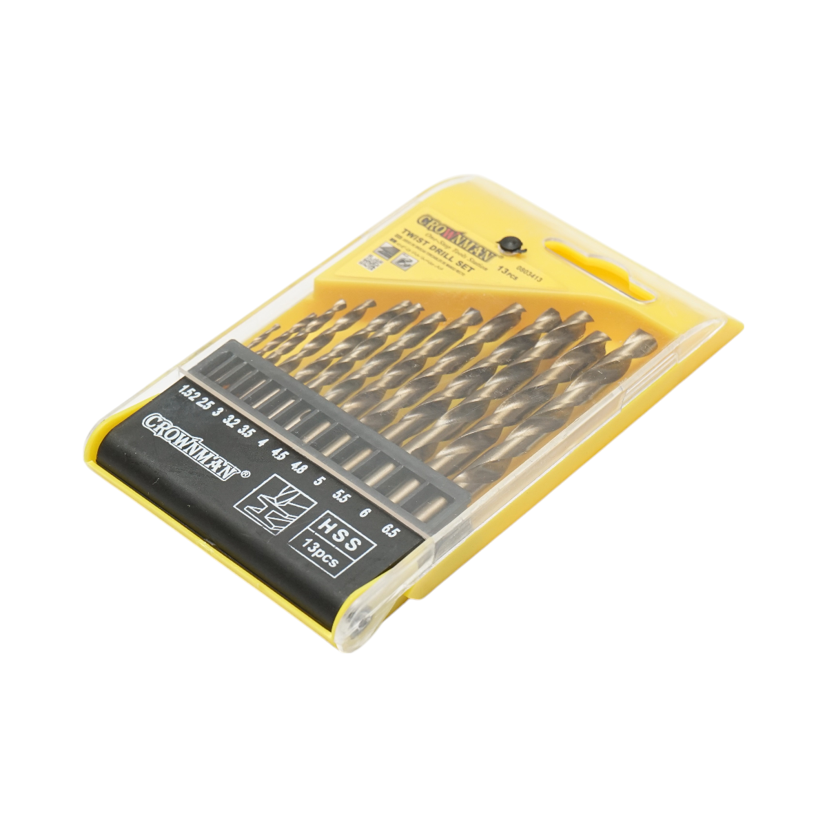 Set 13 burghie metal 1.5-6.5mm elicoidale HSS DIN 338  cu tija cilindrica Crownman - imagine 2