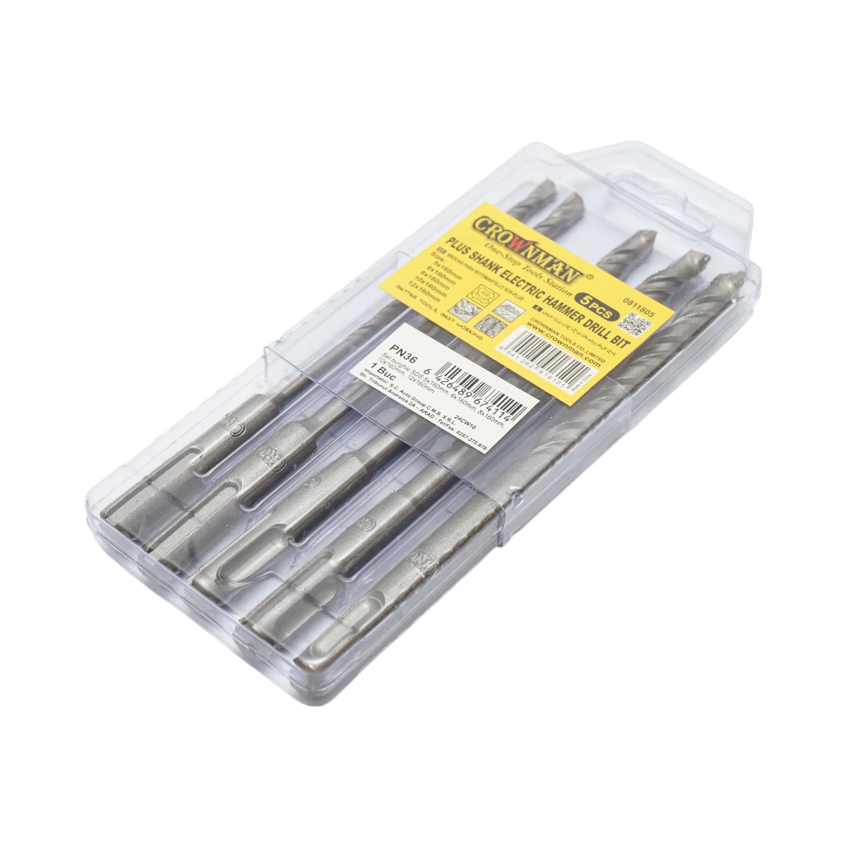 Set 5 burghie 5-12mm cu prindere SDS pentru beton, zidarie, caramida Crownman - imagine 2