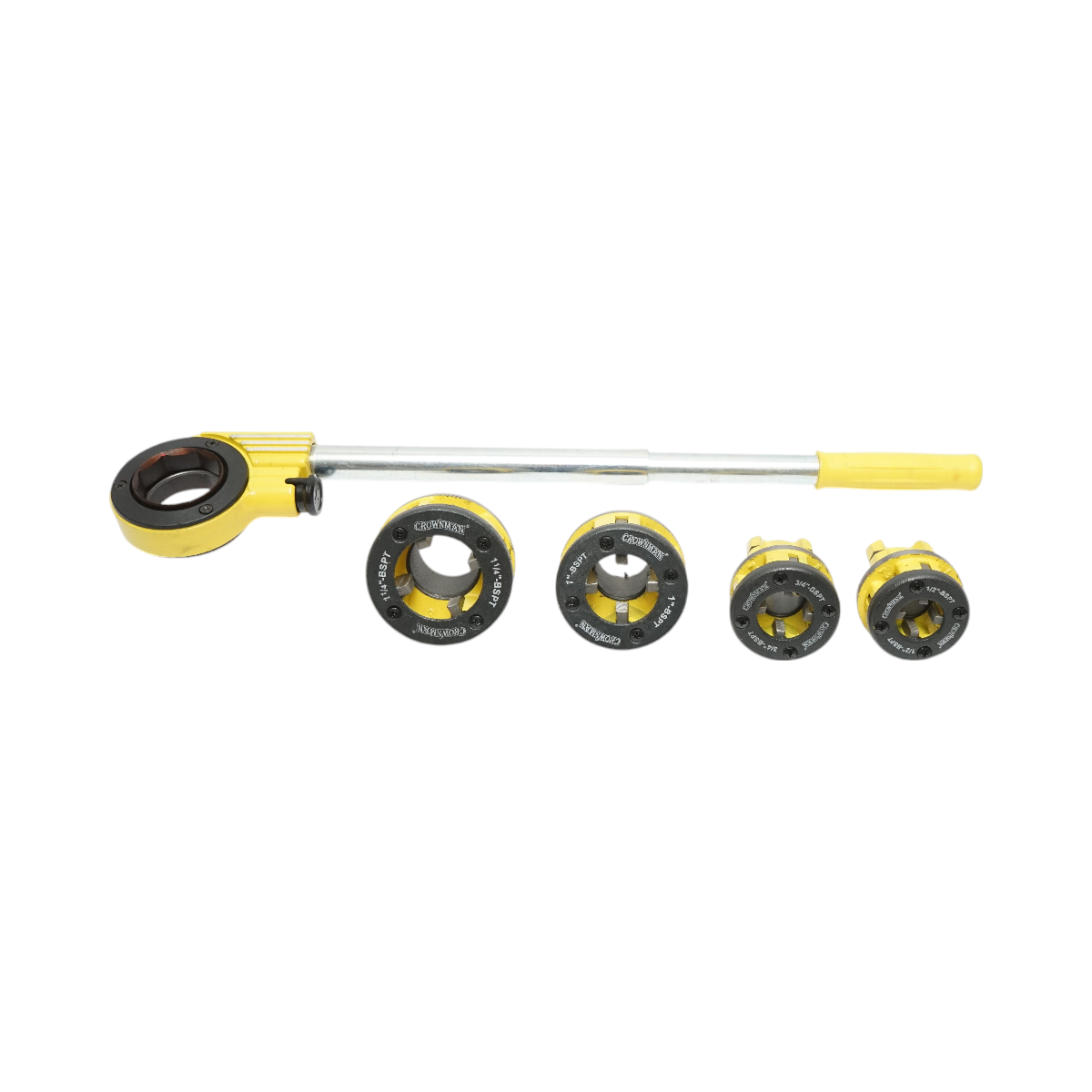 Trusa filiere 1/2, 3/4, 1, 1-1/4 inch BSPT cu clichet pentru tevi Crownman - imagine 3