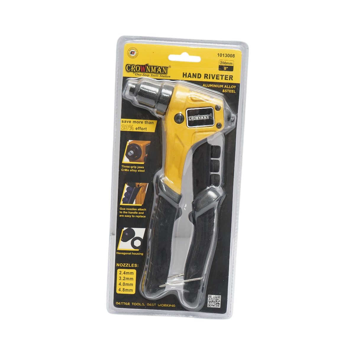 Cleste popnituri din aluminiu 200mm, 4 capete interschimbabile 2.4, 3.2, 4.0, 4.8mm industrial Crownman - imagine 5