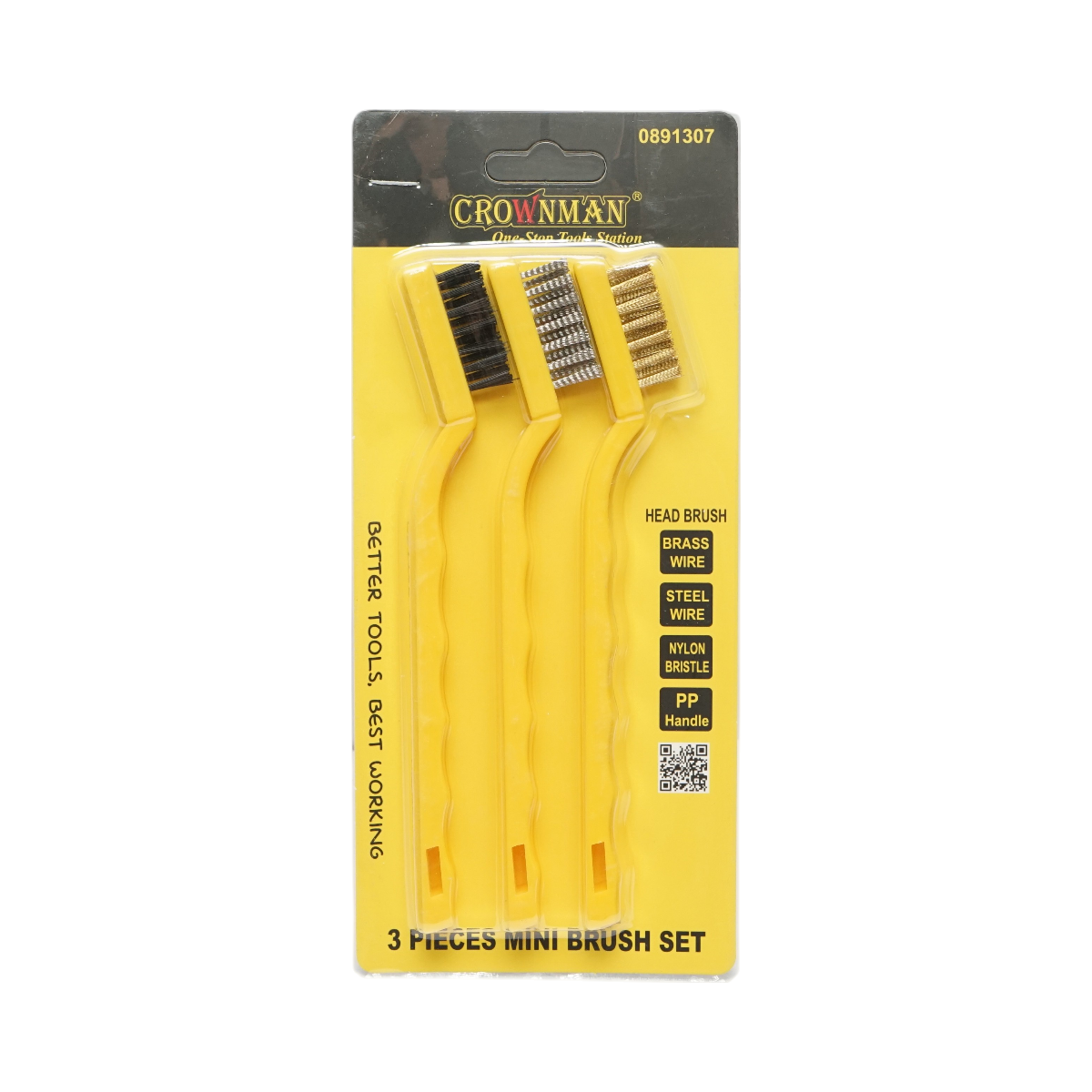 Set 3 mini perii din sarma de alama, sarma de otel, nailon Crownman - imagine 4