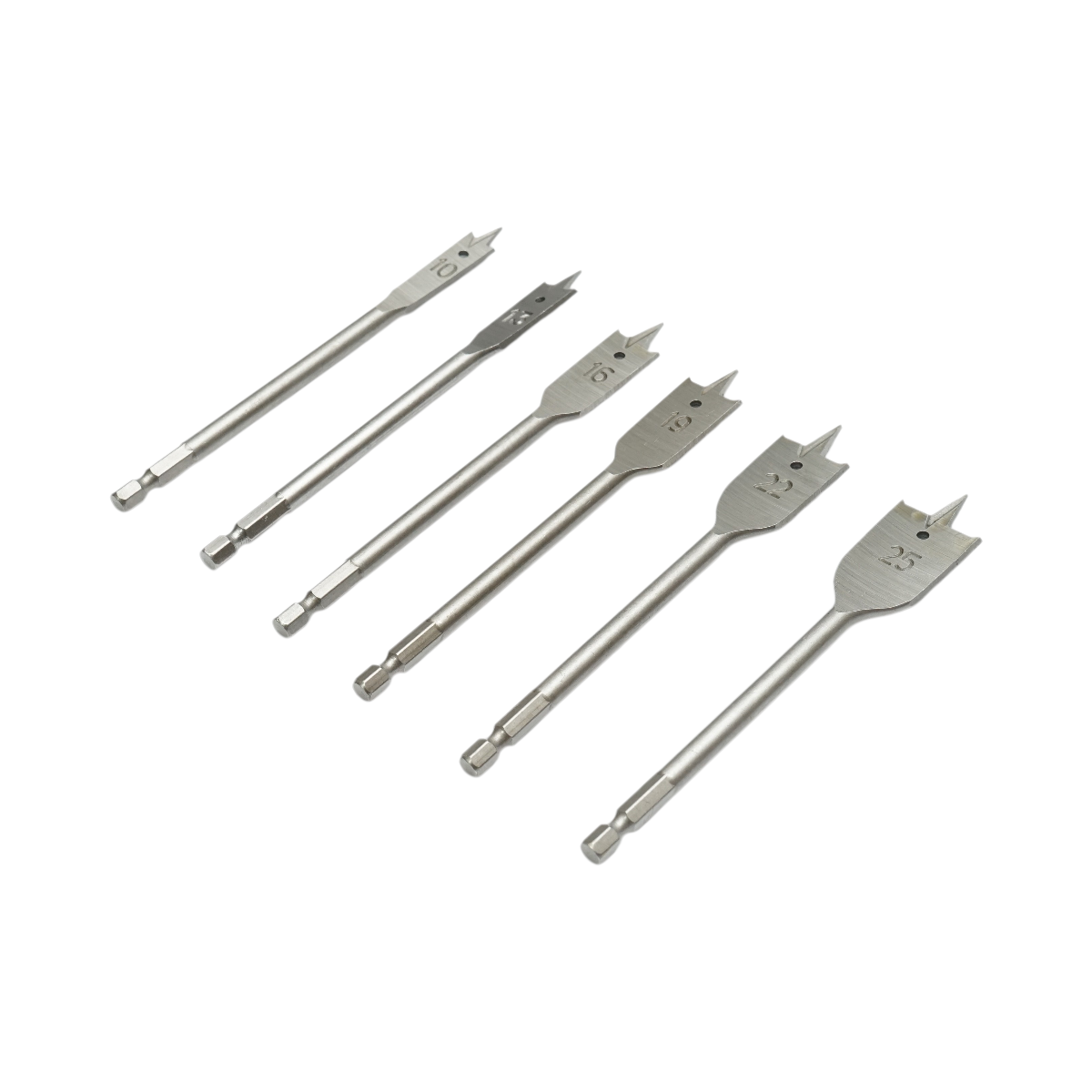 Set burghie lemn plate 10-25mm, coada hexagonala 1/4 inch 6 piese - imagine 2