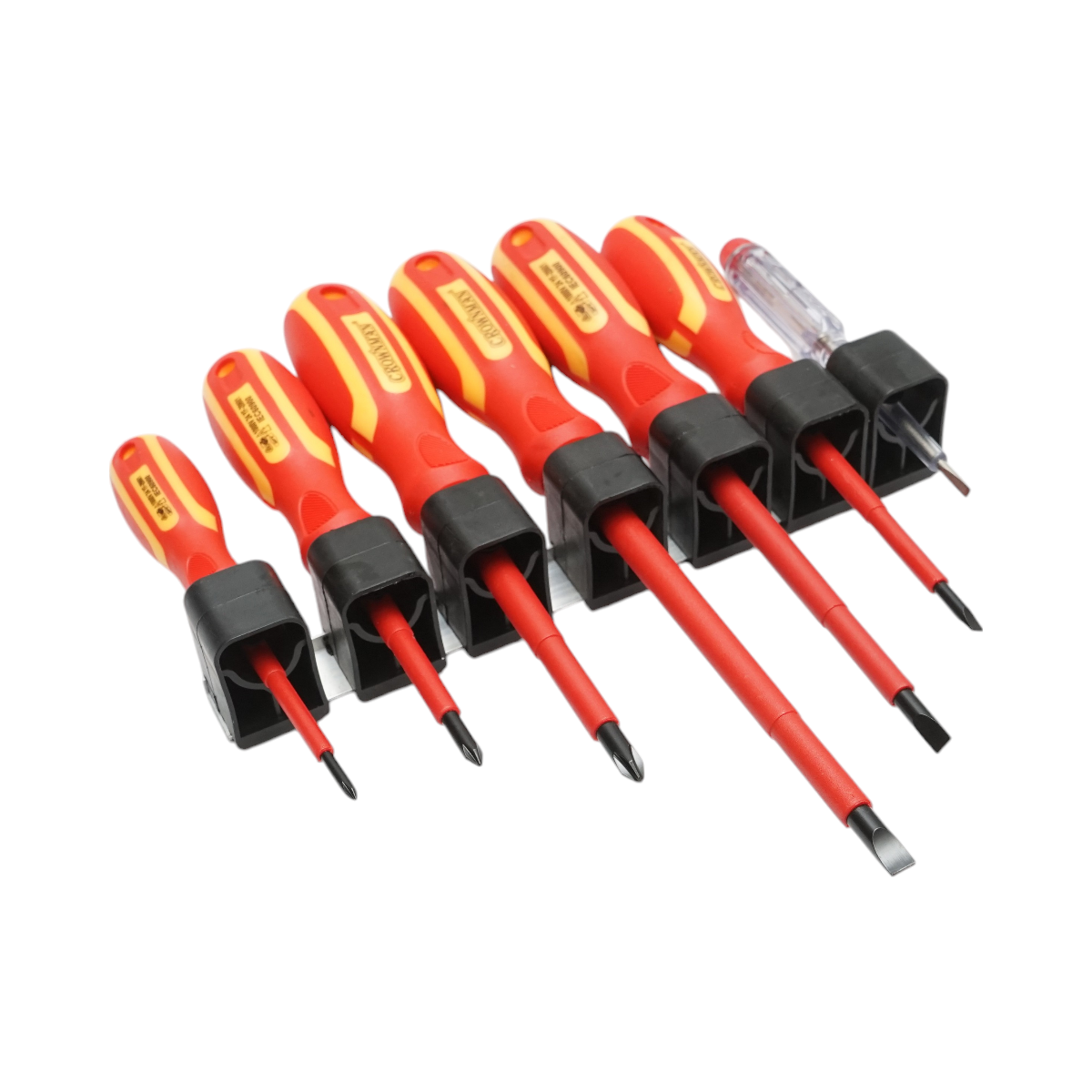 Set 7 surubelnite izolate 1000V pentru electricieni, drepte si in cruce cu varf magnetic Cr-V Crownman - imagine 3