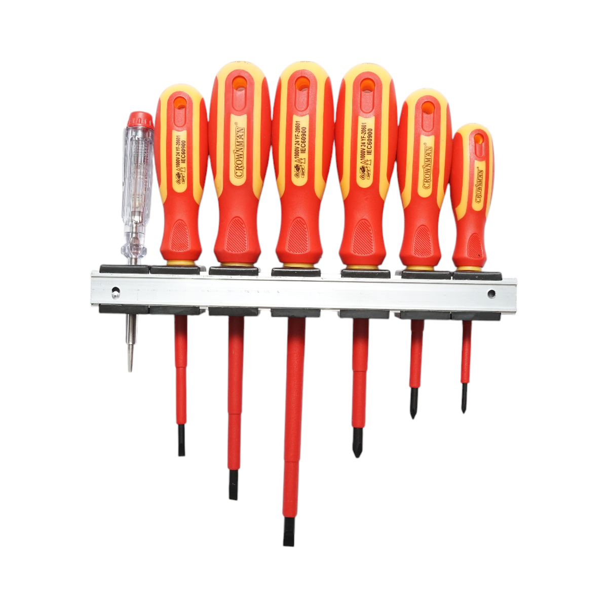 Set 7 surubelnite izolate 1000V pentru electricieni, drepte si in cruce cu varf magnetic Cr-V Crownman - imagine 2