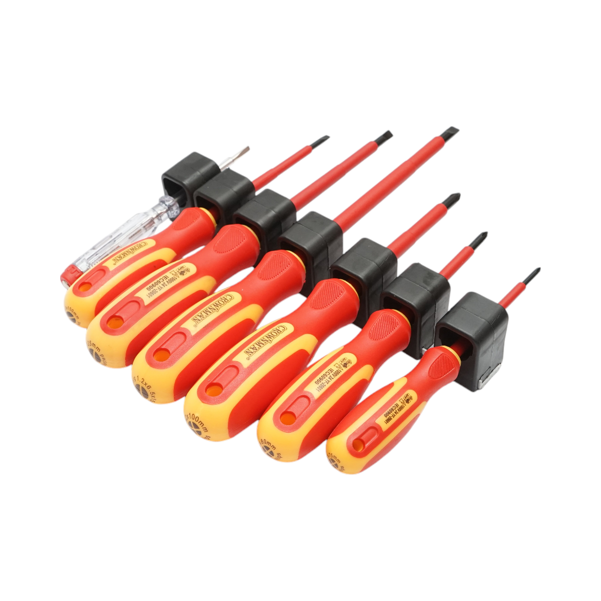 Set 7 surubelnite izolate 1000V pentru electricieni, drepte si in cruce cu varf magnetic Cr-V Crownman - imagine 4