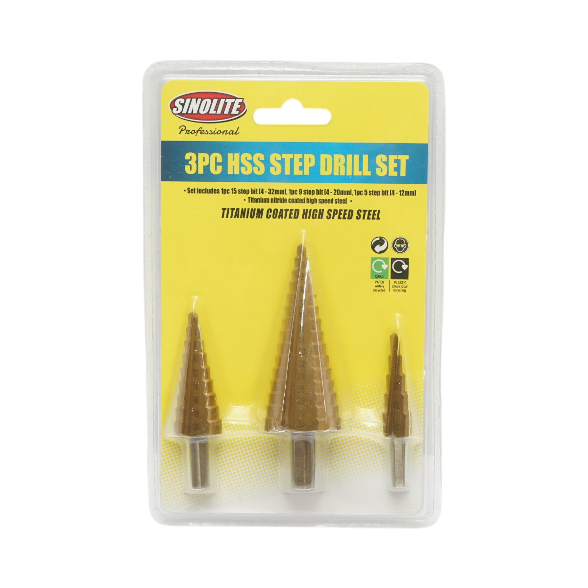 Set 3 burghie conice in 5 trepte 4-12mm, 9 trepte 4-20mm, 15 trepte 4-35mm din otel 4241 HSS pentru metal, aluminiu, lemn - imagine 5