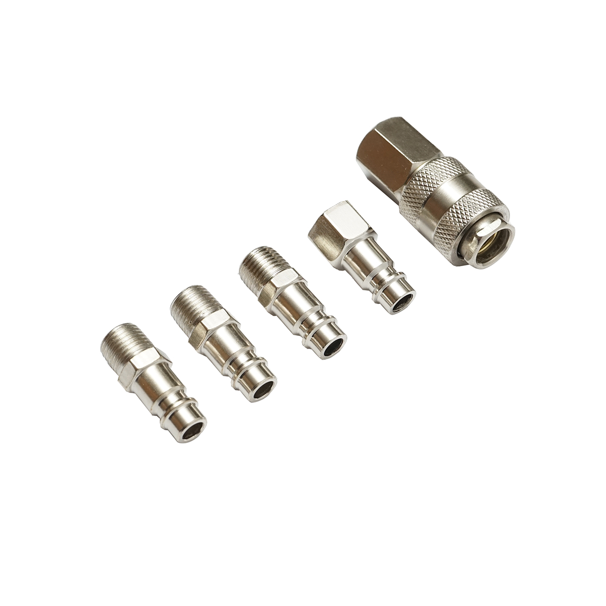 Set 5 cuple rapide 1/4 BSPT pentru furtunuri aer comprimat si scule pneumatice Crownman - imagine 3