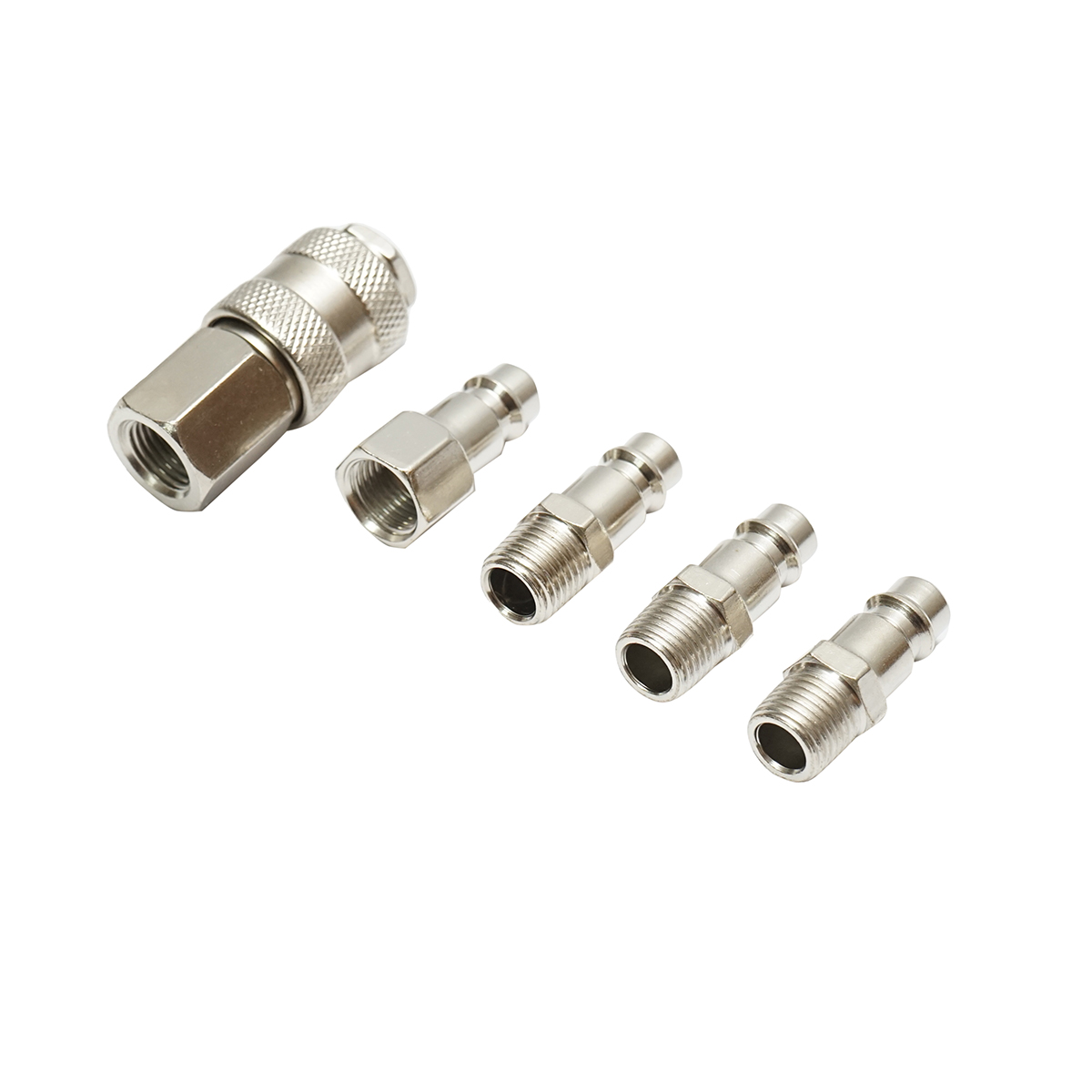 Set 5 cuple rapide 1/4 BSPT pentru furtunuri aer comprimat si scule pneumatice Crownman - imagine 2