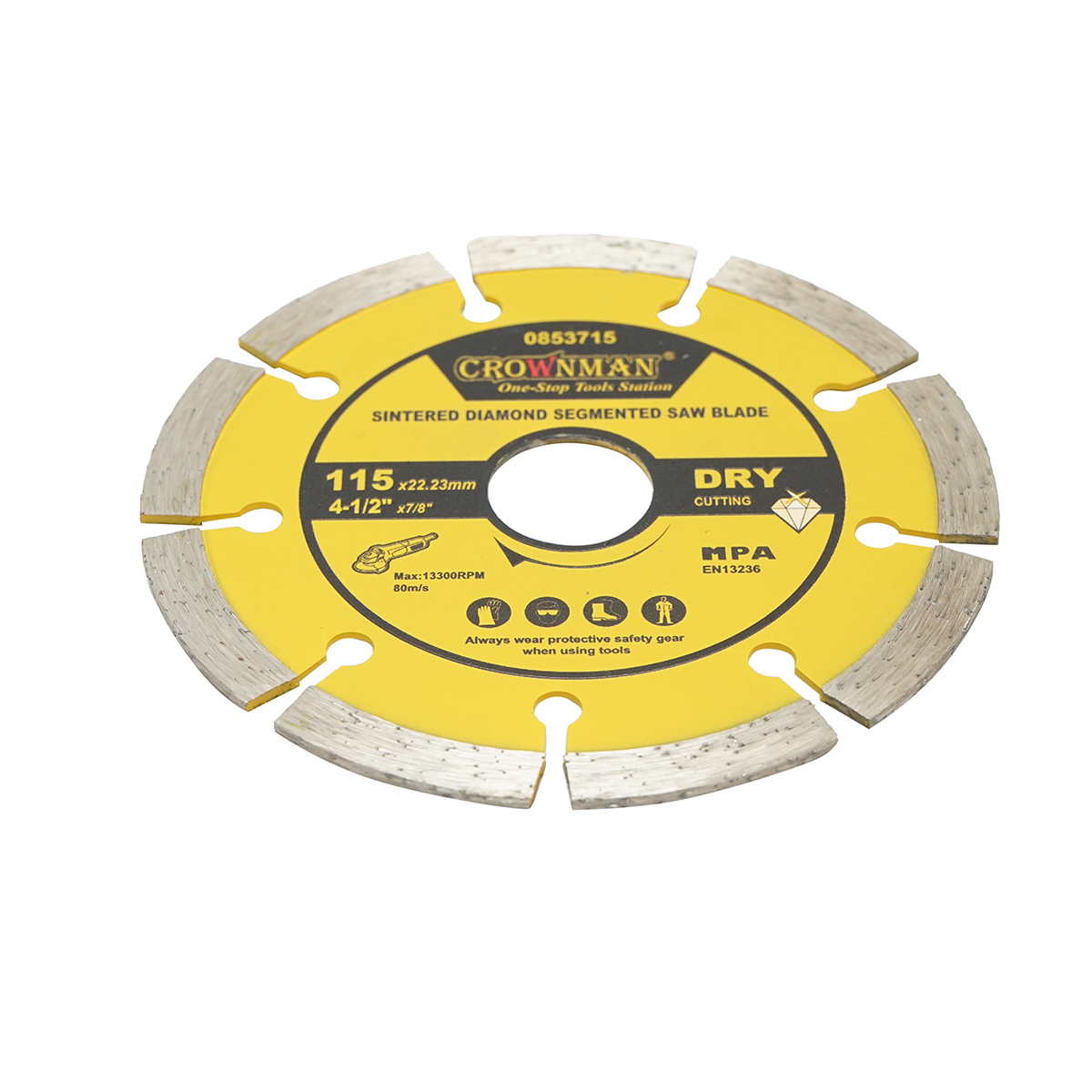 Disc diamantat segmentat 115x22.23mm, viteza max. 13300rpm, taiere uscata pentru beton, piatra, granit, marmura Crownman - imagine 3