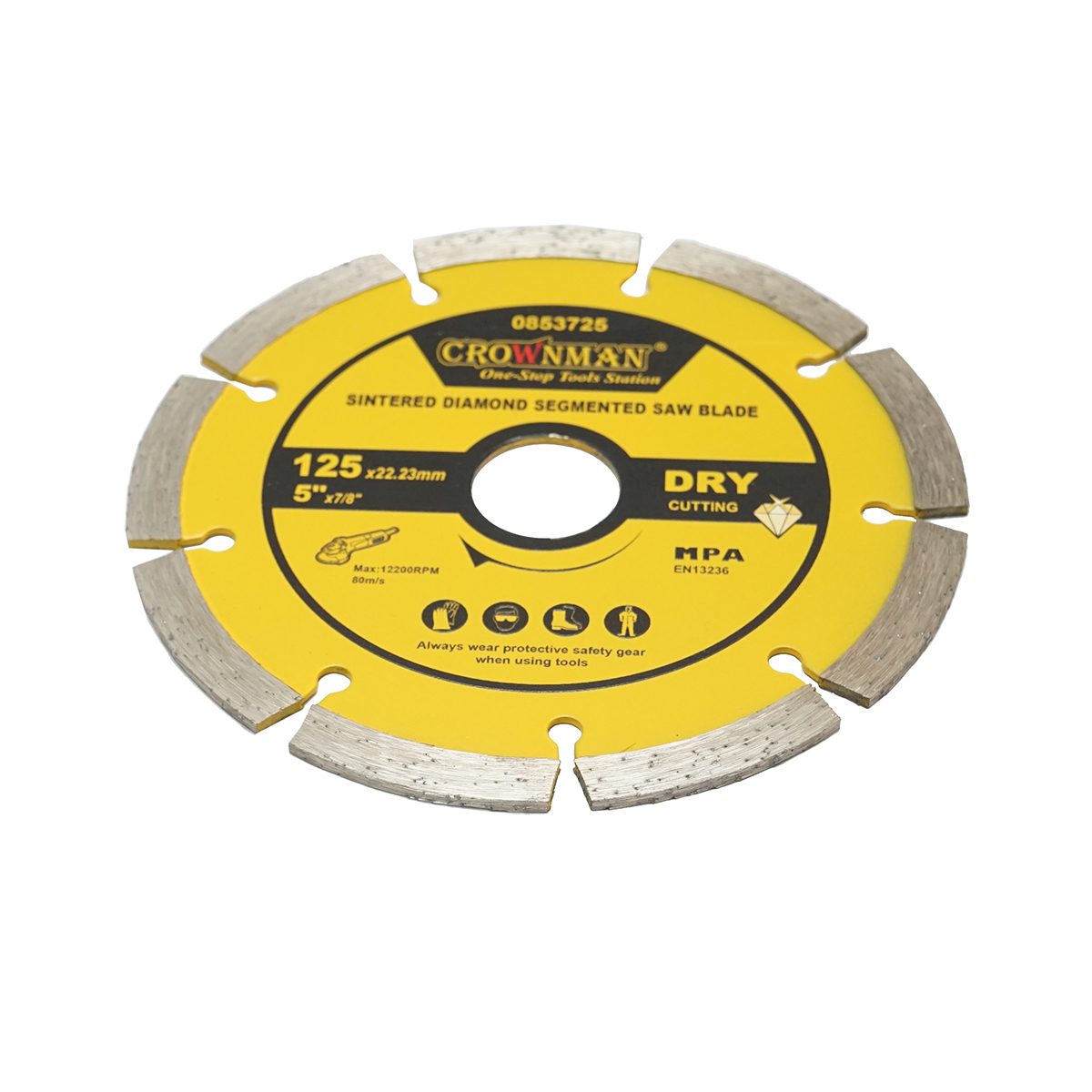 Disc diamantat segmentat 125x22.23mm, taiere uscata pentru beton, piatra, granit, marmura Crownman - imagine 3