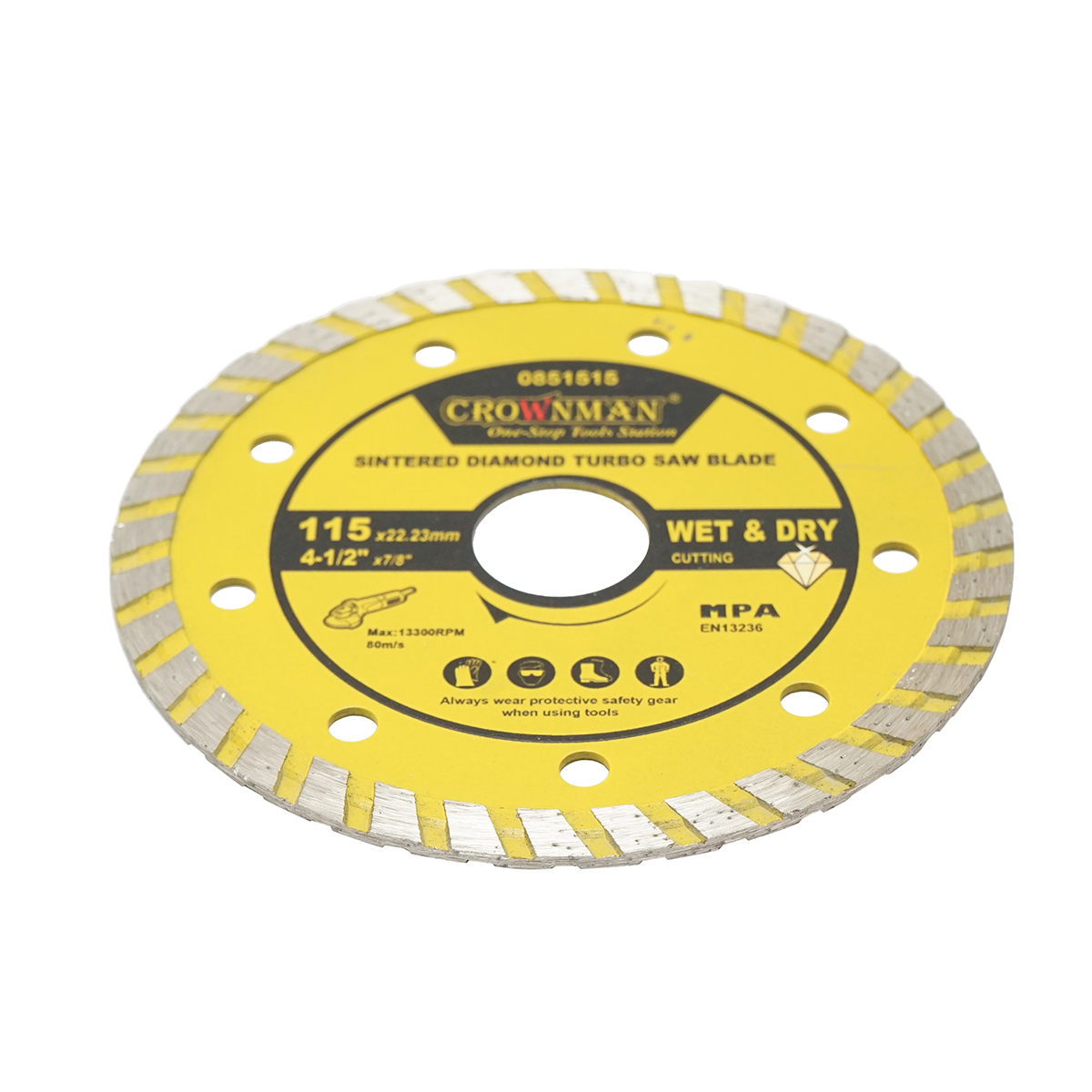 Disc diamantat turbo sinterizat 115x22.23mm, taiere umeda/uscata pentru piatra, gresie, ceramica, marmura Crownman - imagine 3