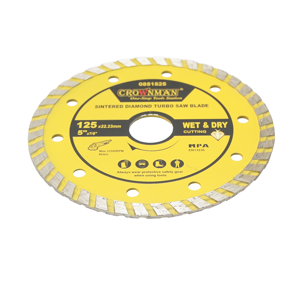 Disc diamantat turbo sinterizat 125x22.23mm, taiere umeda/uscata pentru piatra, gresie, ceramica, marmura Crownman - imagine 3