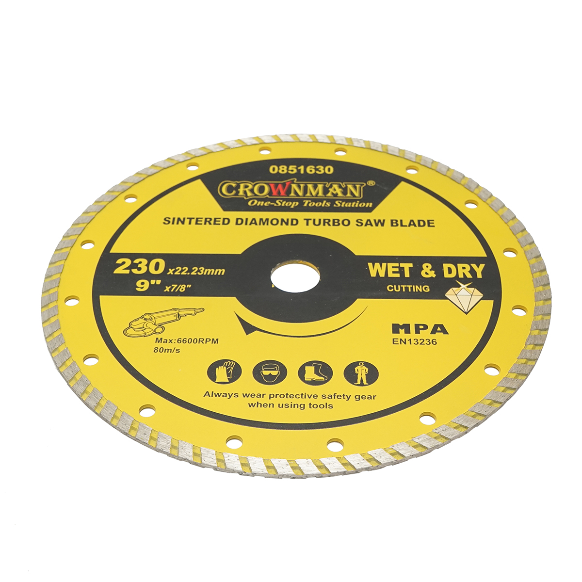 Disc diamantat turbo sinterizat 230x22.23mm, taiere umeda/uscata pentru piatra, gresie, ceramica, marmura Crownman - imagine 3