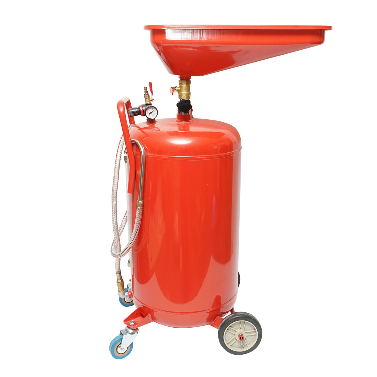 Recuperator de ulei 80L cu palnie si sistem de golire pneumatic