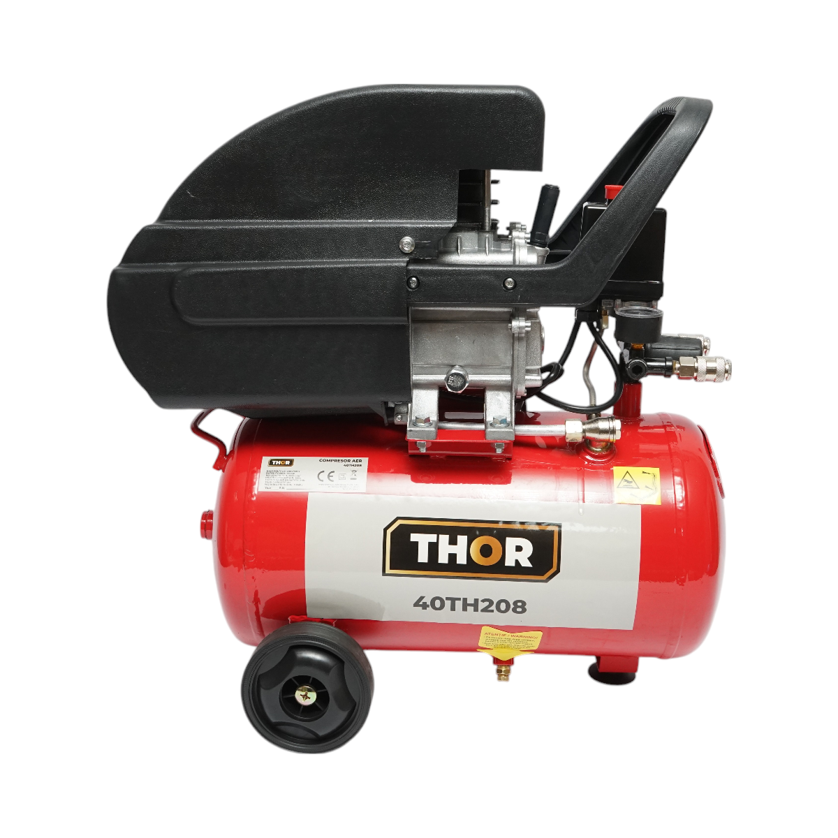 Compresor aer 24L, putere motor 1.5KW/2CP, presiune maxima 8 bar, volum aer aspirat 195L THOR - imagine 2