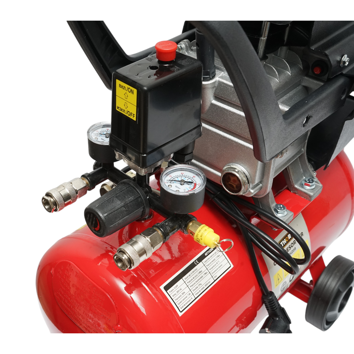 Compresor aer 24L, putere motor 1.5KW/2CP, presiune maxima 8 bar, volum aer aspirat 195L THOR - imagine 7
