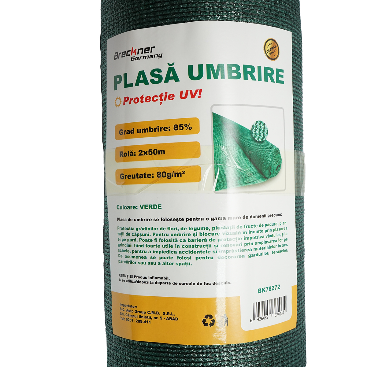 Plasa umbrire 85% latime 2m, lungime 50m verde din polietilena cu protectie UV - imagine 3