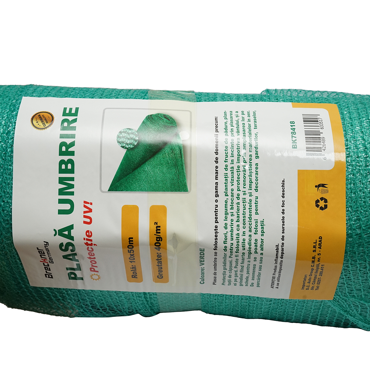 Plasa umbrire 40% latime 10m, lungime 50m verde din polietilena cu protectie UV - imagine 3