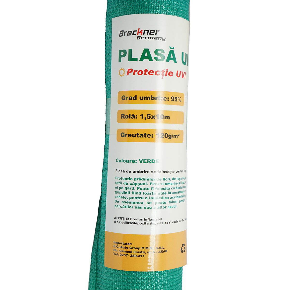Plasa umbrire 95% latime 1.5m, lungime 10m verde din polietilena cu protectie UV - imagine 3