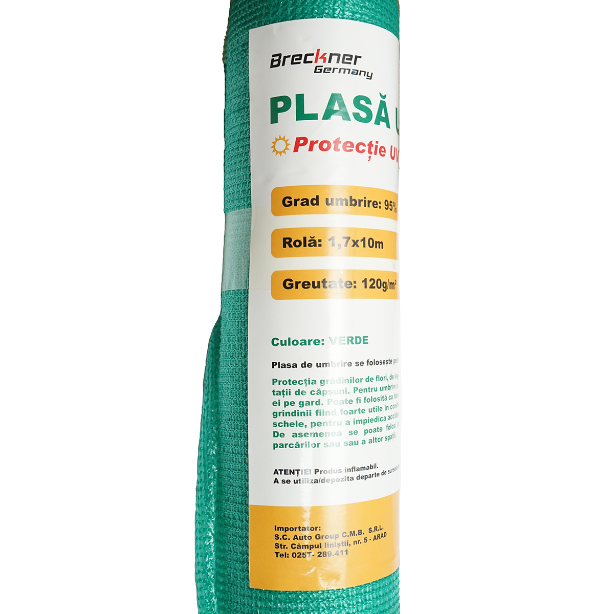 Plasa umbrire 95% latime 1.7m, lungime 10m verde din polietilena cu protectie UV - imagine 3