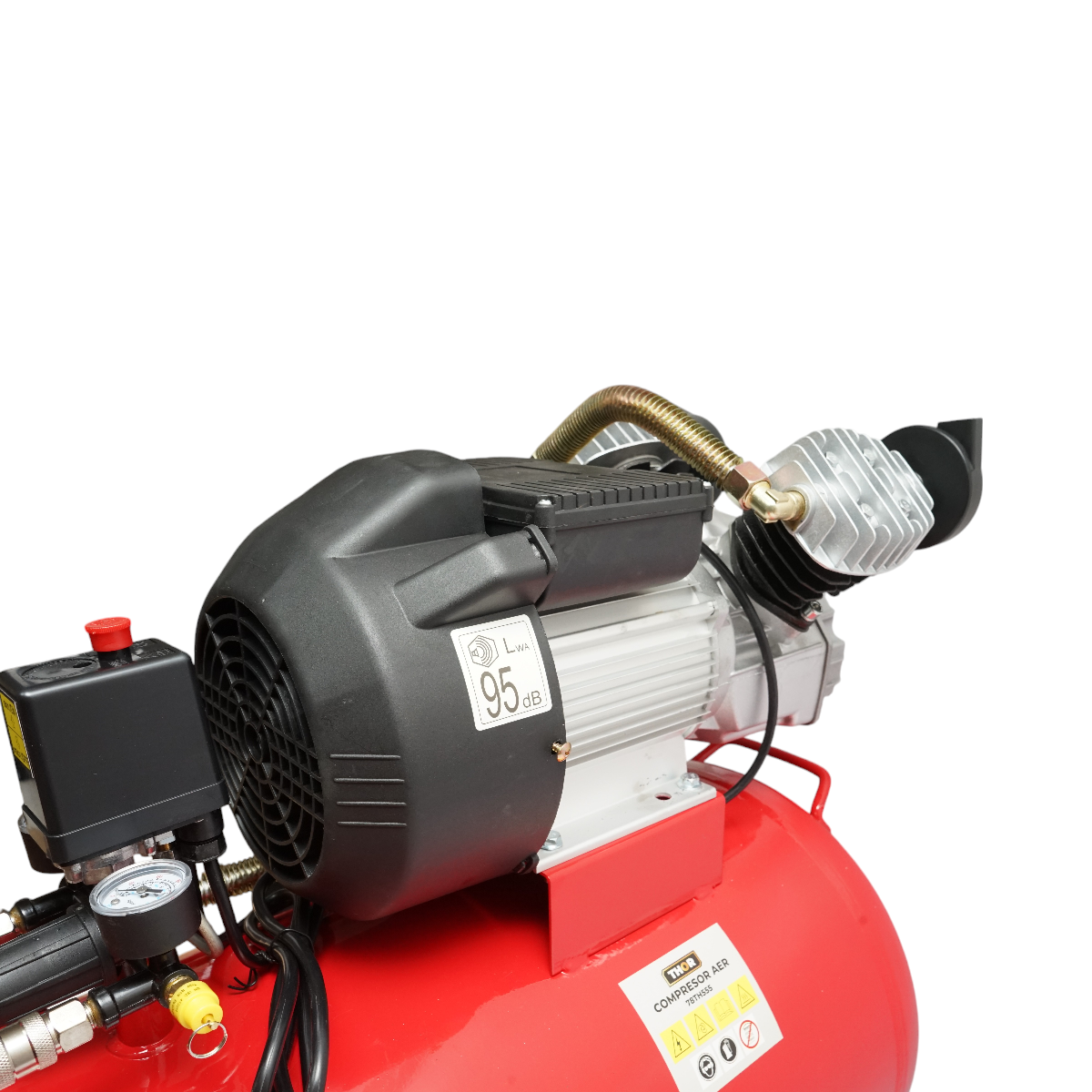 Compresor aer 100L, motor 2 cilindri in V 2.2KW/2CP, presiune maxima 8 bar, volum aer aspirat 370 L/min THOR - imagine 10