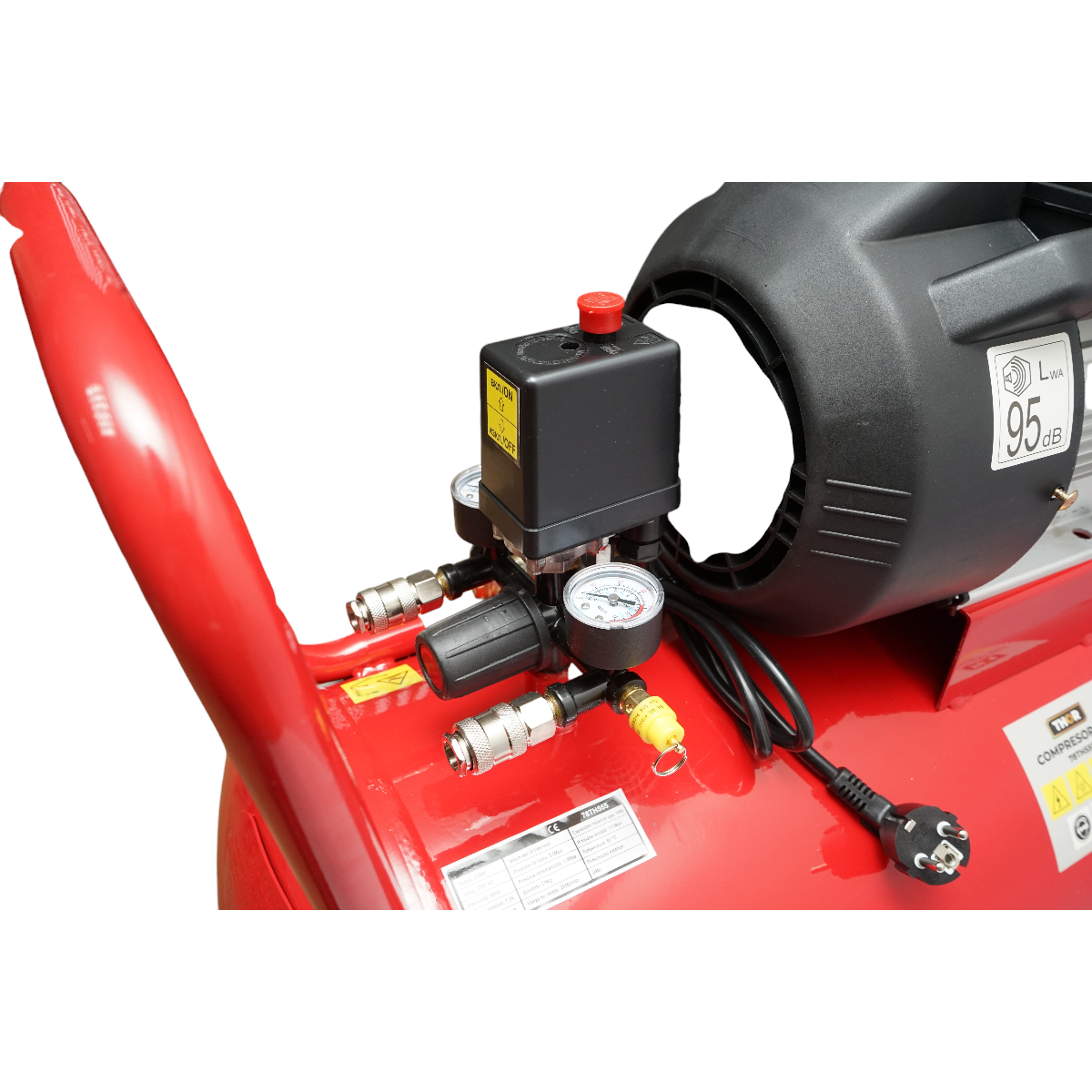 Compresor aer 100L, motor 2 cilindri in V 2.2KW/2CP, presiune maxima 8 bar, volum aer aspirat 370 L/min THOR - imagine 9
