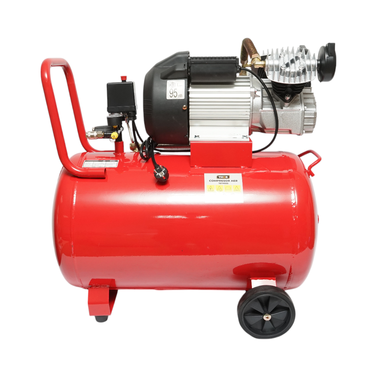 Compresor aer 100L, motor 2 cilindri in V 2.2KW/2CP, presiune maxima 8 bar, volum aer aspirat 370 L/min THOR - imagine 4