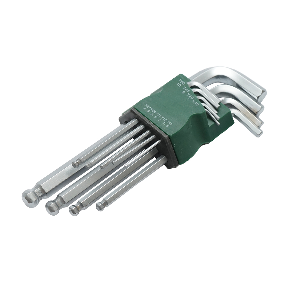 Set 9 chei imbus hexagonale T10-T50 (1.5-10mm) cu brat lung si cap sferic Cr-V - imagine 3