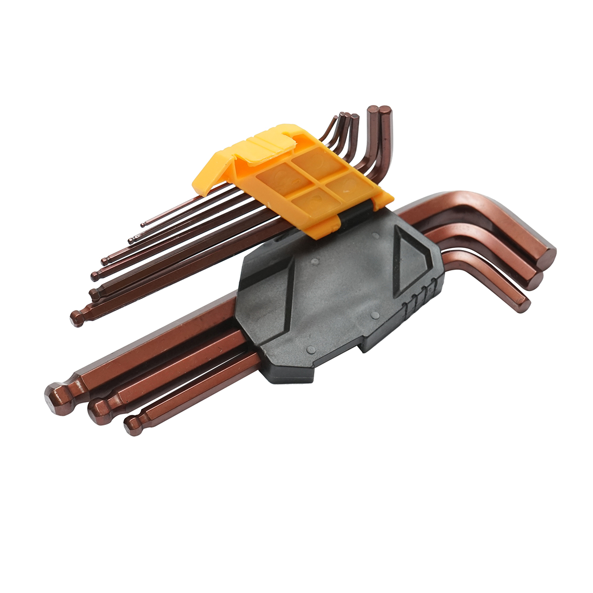 Set 9 chei imbus hexagonale T10-T50 (1.5-10mm) din otel tratat termic cu brat lung si cap sferic - imagine 3