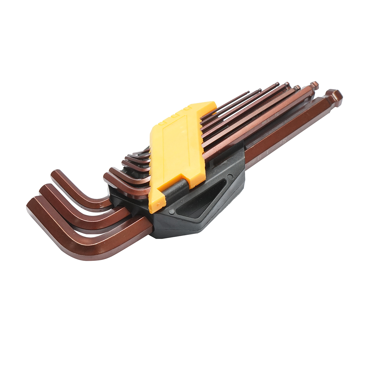 Set 9 chei imbus hexagonale T10-T50 (1.5-10mm) din otel tratat termic cu brat lung si cap sferic - imagine 5