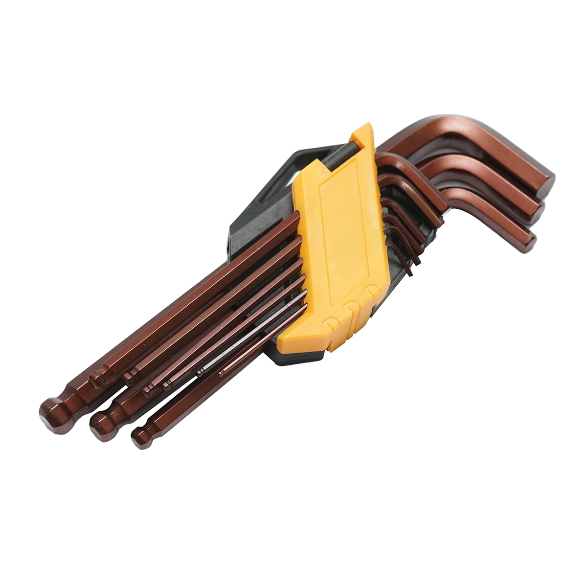 Set 9 chei imbus hexagonale T10-T50 (1.5-10mm) din otel tratat termic cu brat lung si cap sferic - imagine 4