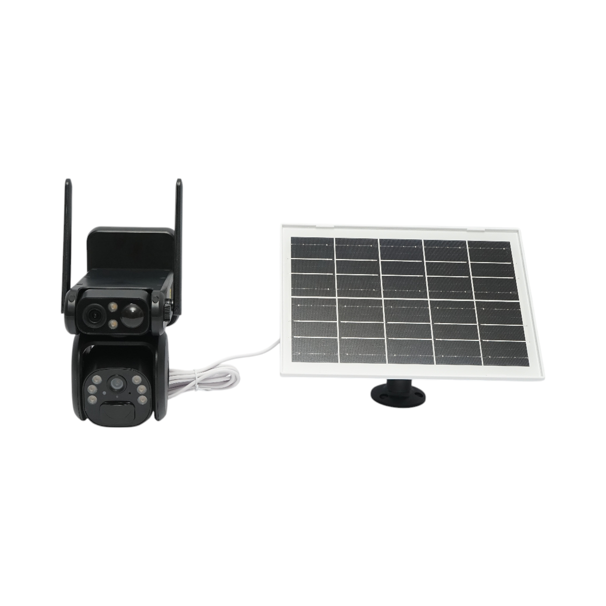 Camera supraveghere cu lentila duala 6MP, 4G, WIFI 2.4 GHz cu panou solar, baterie 9000 mAh, PTZ control, senzor miscare, detectie umana PIR, night vision si aplicatie Ubox